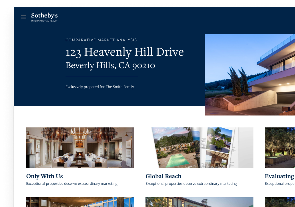 A custom Sothebys theme being display in Cloud CMA Live